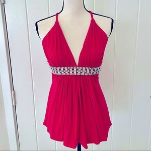 Sky Jeweled Embellished Halter Top - Size M